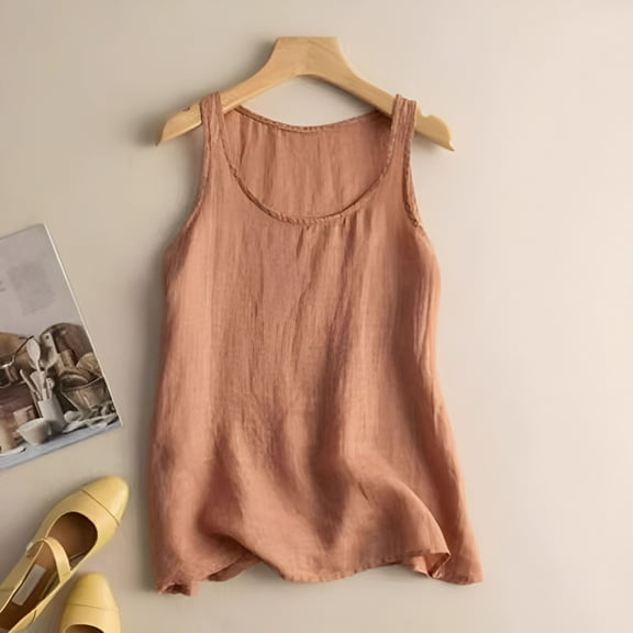 SNKSDGM Women's Plus Women's Tops Short Sleeve Casual Seamless Tank Tops for Women Workout Women's Linen Loose Fit Casual Sleeveless Tank Top Stylish Plus Size Undershirt for Daily Wear Xxxl