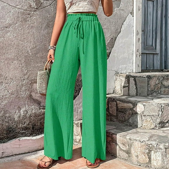 SNKSDGM Women's Plus Womens Capri Pants with Pockets Cotton Womens Sweatpants Joggers Baggy Women's Pants Solid Elastic Waist Trouser Pant High Waist Wide Leg Regular Fit Palazzo Pants with Pocket