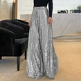 thumbnail image 1 of SNKSDGM Women's Plus Womens Dress Pants Petite Length Summer Beach Pants for Women Women Solid Casual Sequin Pocket Wide Leg Pants Zipper Loose Pants, 1 of 5
