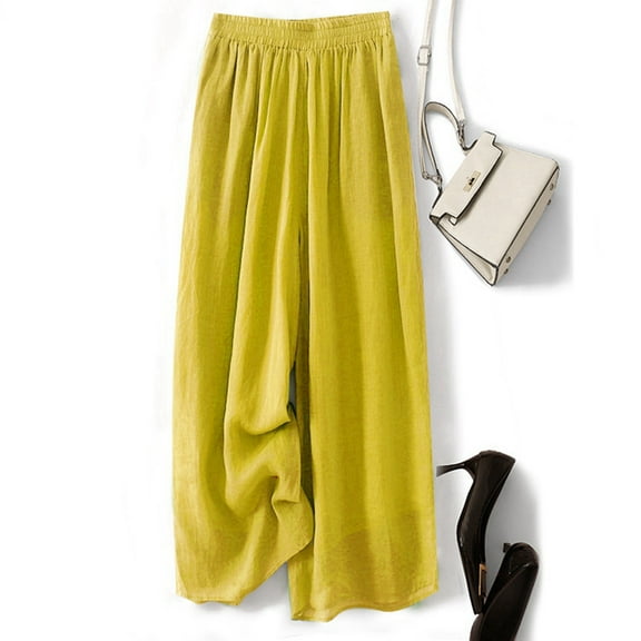 SNKSDGM Women's Plus Womens Dress Pants Petite Pull on Work Pants Women High Waisted Jeans Women's Comfortable Casual Solid Color Wide Leg Loose Trousers