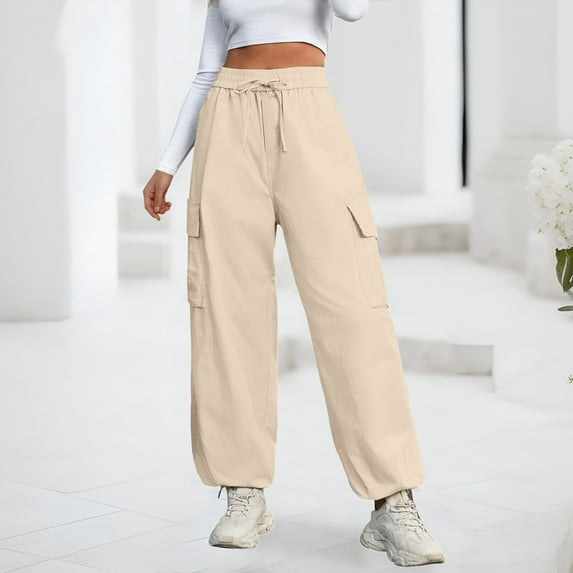 SNKSDGM Women's Plus Womens Dress Pants Plus Size Womens Dress Pants Petite Length Women's Cargo Pants High Waist Wide Leg Pants Straight Leg Loose Trousers