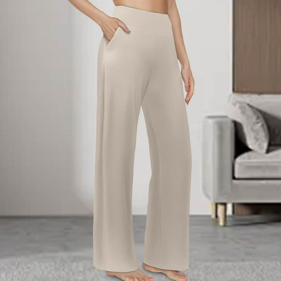 SNKSDGM Women's Plus Womens Dress Pants Stretchy Petite Linen Pants Women Petite Dressy Yoga Pants Women Wide Leg Pants with Pockets High Waist Stretch Dress Casual Sweatpants