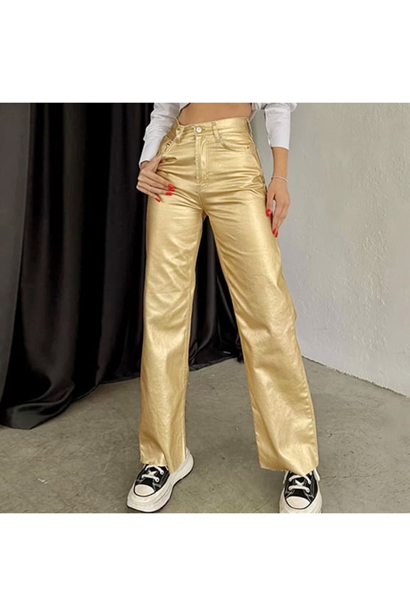 Women's Plus Womens Dress Pants Stretchy with Pockets Cargo Pants Women Plus Size Women's Leather Loose Solid Pu Pant High Waist Baggy Jogger Cargo Pant with Pockets