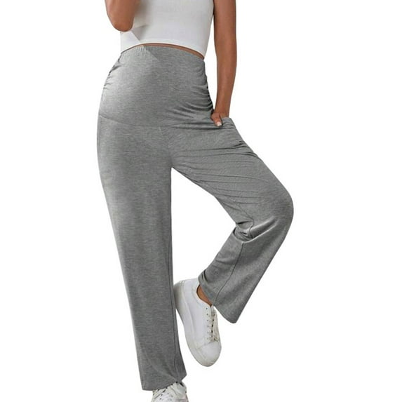 SNKSDGM Women's Plus Womens Dress Pants Stretchy Womens Dress Pants Stretchy Petite Women's Solid Color Slim Stretch Comfortable Casual Straight Leg Maternity Pants