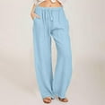 thumbnail image 1 of SNKSDGM Women's Plus Womens Dress Pants Summer Pants for Women 2025 Vacation Plus Wide Pants Waist Long Drawstring Casual Linen Elastic Women Leg Solid Pants, 1 of 4