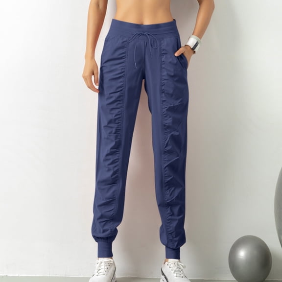 SNKSDGM Women's Plus Womens Dress Pants Tall Stretchy Womens Dress Pants Plus Size Petite Womenswear Sports Loose Running Yoga Fitness Pocket Casual Nine Bound Leg Pants