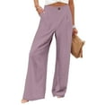 thumbnail image 1 of SNKSDGM Women's Plus Womens Dress Pants Wide Leg Short Womens Dress Pants Tall Women Fashion Elastic Waist Wide Leg Pants for Elastic Waist Loose Comfy Casual Pants Pockets Pants, 1 of 5
