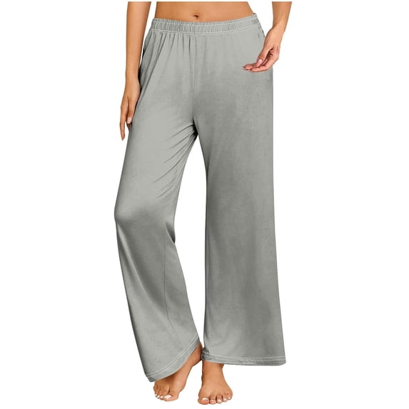SNKSDGM Women's Plus Womens Dress Pants for Work Wide Leg Womens Sweatpants with Pockets Tall Womens Casual Wide Leg Loose Sweatpants Comfy Oversized Pajama Pants Elastic High Waisted Joggers