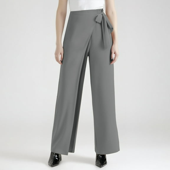 SNKSDGM Women's Plus Womens Linen Pants High Waisted Linen Pants for Women Petite Short Women's Workplace Dress Pants Casual Texture Wide Leg Belt Temperament Pants