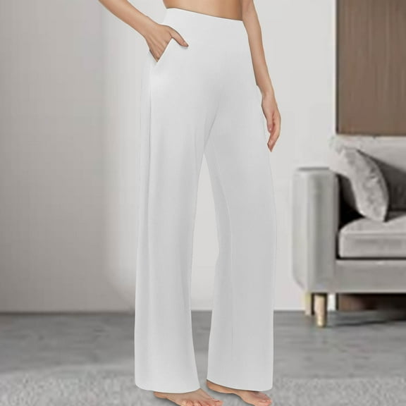 SNKSDGM Women's Plus Womens Linen Pants Long Inseam Linen Pants Women Petite Dressy Yoga Pants Women Wide Leg Pants with Pockets High Waist Stretch Dress Casual Sweatpants
