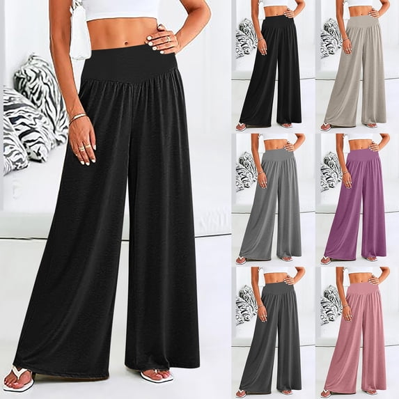 SNKSDGM Women's Plus Womens Linen Pants Suit Dressy Linen Pants Women Wide Leg Long Womens High Waisted Flowy Palazzo with Pockets