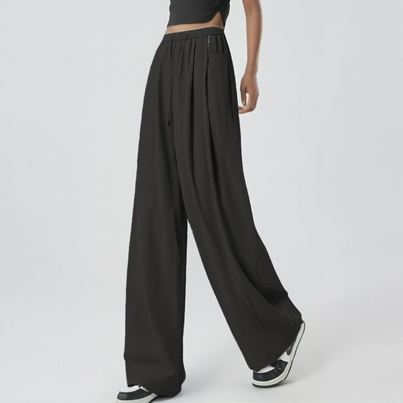 SNKSDGM Women's Plus Womens Linen Pants Work Pants Women Petite Stretch Linen Wide Leg Pants Women's Summer High Waist Drape Straight Loose Casual Sunscreen Straight Pants Pants 2025