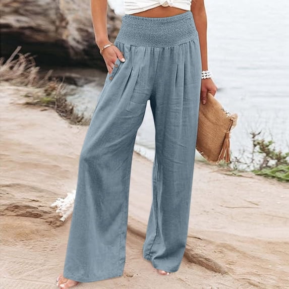 SNKSDGM Women's Plus Womens Summer Pants Lightweight Casual Wide Leg Sweatpants Women Petite Xs Women Fashion Elastic Waist Pant with Pocket Loose Harem Pants Printed Crop Pants