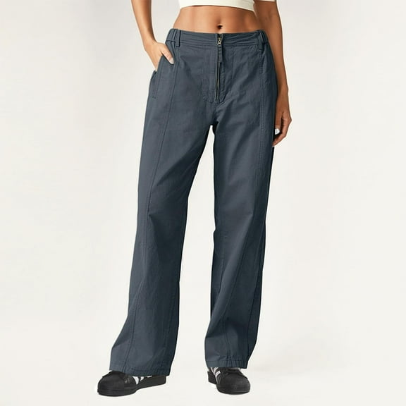 SNKSDGM Women's Plus Womens Sweatpants Joggers Tall Cargo Pants Women Tall Jeans Cargo Pants Women Zip Front Parachute Pants Baggy Wide Leg Pants with Pocket Pants Straight Leg Chinos Pants