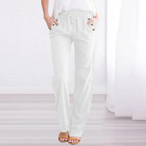 SNKSDGM Women's Plus Womens Sweatpants Long Black Dress Pants Women Pull on Solid Straight Pants Waist and Long Women Casual Elastic Drawstring Pants