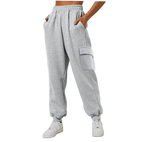 SNKSDGM Women's Plus Womens Sweatpants Long Dress Pants Women Petite Stretchy Womens Daily Home Outdoor Elastic Waist Side Pockets Trousers Casual Workout Trousers Sweatshirt Cargo Pants