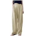 thumbnail image 1 of SNKSDGM Women's Plus Womens Sweatpants Long Length Tall Sweatpants Women Set Spring and Summer High Waisted Pleated Ice Silk Wide Leg Pants, 1 of 8