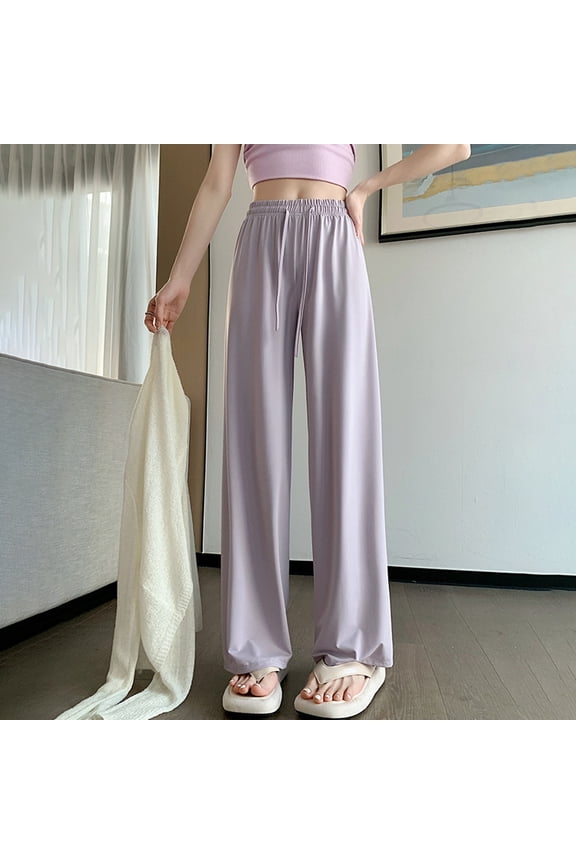 Women's Plus Womens Sweatpants with Pockets Cotton Womens Dress Pants High Waisted Women's Summer Sweatpants Casual Loose Straight Leg 9/10 Length Trousers