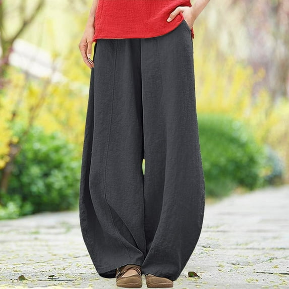 SNKSDGM Women's Plus Womens Sweatpants with Pockets Straight Leg Dress Pants Women Tall Long Women's Low Crotch Pants Trousers Loose Large Size Spring and Summer Casual Wide Version