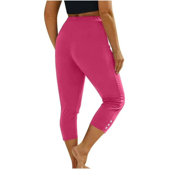 SNKSDGM Women's Plus Womens Sweatpants with Pockets Straight Leg Womens Summer Pants Petite Summer Women’S Solid Color Casual 3/4 Leggings for Daily Wear