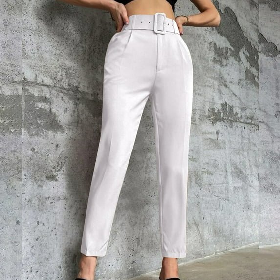 SNKSDGM Women's Plus Womens Sweatpants Set Navy Womens Dress Pants Straight Leg with Pockets Women's Summer Solid Color High Waisted Slim Comfortable Casual Straight Leg Nine Point Pants