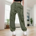 thumbnail image 1 of SNKSDGM Women's Plus Womens Sweatpants Wide Leg Cargo Pants Women Baggy Hiking Womens High Waist Parachute Pants Cargo Trousers with Pockets, 1 of 7