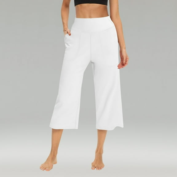 SNKSDGM Women's Plus Womens Sweatpants Wide Leg Long Pants for Women Dressy Casual Pattern Womens Casual Wide Yoga Leg Capris High Waist Exercise Capris Pants Wide Soft Pajama Pockets Sweatpants