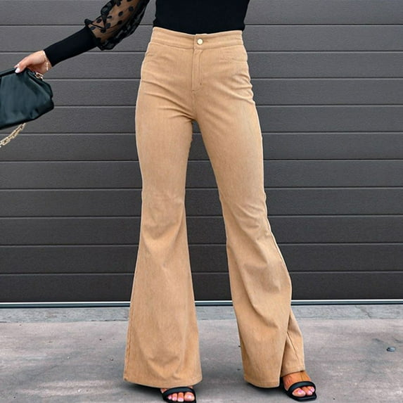 SNKSDGM Women's Plus Womens Sweatpants Wide Leg Plus Size Linen Pants Women Plus Size Petite Womens Solid Color Mid Waist Slim Fit Bottoms Corduroy Casual Pants Trousers