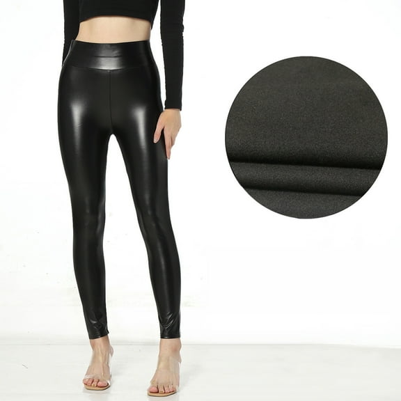 SNKSDGM Women's Plus Womens Yoga Pants Tall Or Long Flare Leggings for Women Plus Size High Waisted Womens Leather Leggings Stretch High Waisted Pleather Pu Pants& Warm Pants