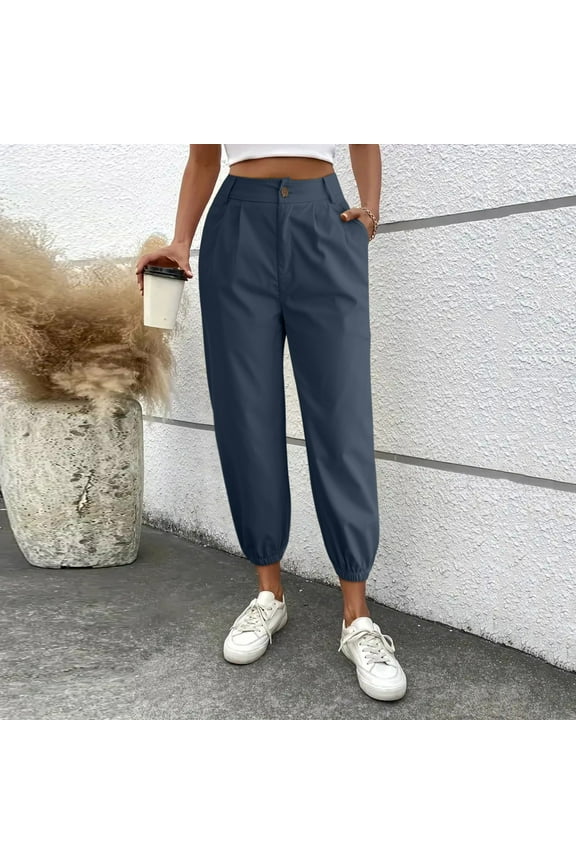 Women's Plus Work Pants Women Black Flare Womens Dress Pants Straight Leg Women's Solid Color Zipper Slacks with Angled Pockets