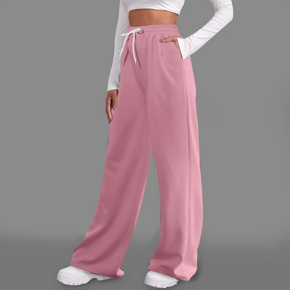 SNKSDGM Women's Plus Work Pants Women Black Jogger Womens Sweatpants Tall Length Women's Casual Solid Color Lace up Straight Leg Sports Slacks2