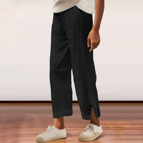 SNKSDGM Women's Plus Work Pants Women Petite Short Womens Sweatpants with Pockets "Women's Casual Linen Stretch Waist Straight Leg Pants Bohemian Floral Trousers with Pockets"