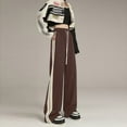 thumbnail image 1 of SNKSDGM Women's Plus Work Pants Women Stretch Linen Pants Women Summer Petite Women Fashion Side Striped Pants Brown Sweatpants Straight Leg Sports Casual Pants, 1 of 4