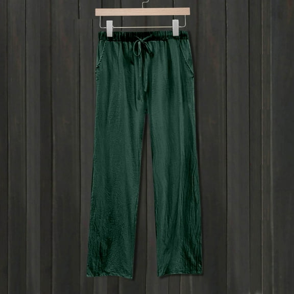 SNKSDGM Women's Plus Work Pants Women Stretch Pack Womens Summer Pants Womens Daily Elastic Waist Workout Trousers Solid Long Pants Loose Casual Pockets Trousers M