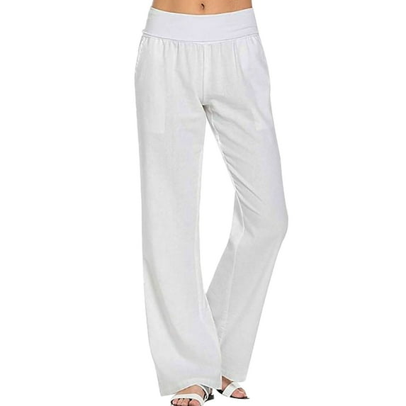 SNKSDGM Women's Plus Work Pants Women Stretch Straight Leg Dress Pants Women Petite Short Length Women's Pocket Solid Color Linen Fashion Drawstring Loose Casual Straight Leg Trousers