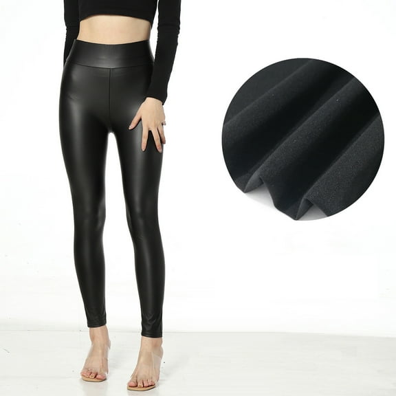 SNKSDGM Women's Plus Yoga Pants Women Flare Leggings with Pockets Tall Flare Leggings for Women Plus Size High Waisted Womens Leather Leggings Stretch High Waisted Pleather Pu Pants& Warm Pants