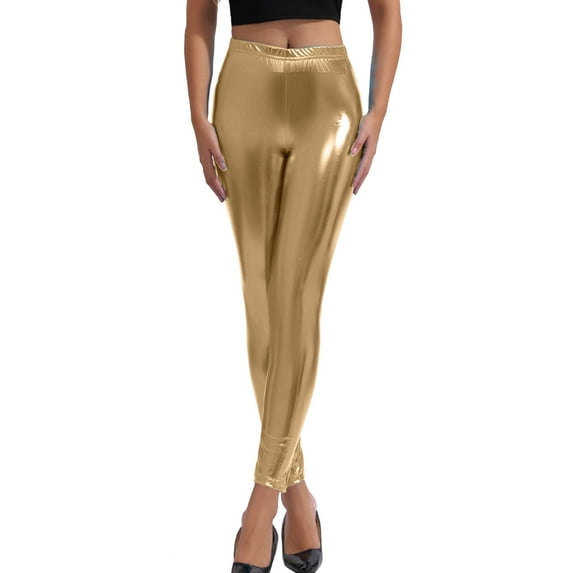 SNKSDGM Women's Plus Yoga Work Pants for Women Flare Capri Leggings for Women Low Waisted Women's Stretchy Leather Leggings Pants Sexy Black High Waisted Tights
