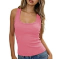 thumbnail image 1 of SNKSDGM Women's Studded Square Neck Tank Top, Ribbed Form-Fitting Sleeveless Cami RD2 M, 1 of 5
