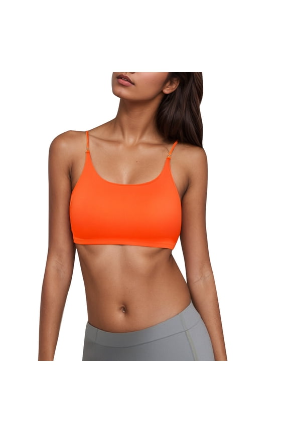 Women's U-Back Cami Bra, Thin & Seamless Low-Back Bralette for Summer Wear and Layering Orange XL