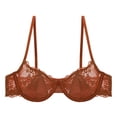thumbnail image 1 of SNKSDGM Women's Ultra-Thin Lace Half-Cup Bra, Sheer Unlined Bras, Supportive Bra for Large Bust Red 32, 1 of 2