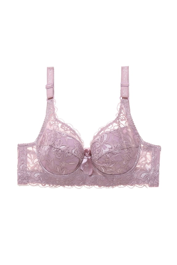 Womens Everyday Lace Support Bra, Underwired Push-Up Style, Full Coverage with Side Control 100D