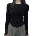 thumbnail image 1 of SNKSDGM Womens Tops Summer Dressy Casual De Velvet Underneath Base Layer Shirt Women's Autumn and Winter 2025 New Brushed Round Neck Slim Long Sleeve T Shirt Top Womens Tops Short Sleeve Cotton, 1 of 3