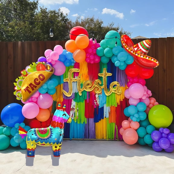 SNLN Fiesta Balloon Arch Kit Mexican Fiesta Party Huge Custom Llama Taco Sombrero Letter Foil Balloons Rainbow Balloon Arch Kit Mexican Theme Birthday Party Decoration Cinco De Mayo Decor Y114