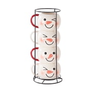 Snowman Stacking Ceramic Mug Set 12 OZ 4-Piece Holiday Time
