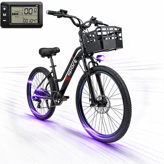 SNNAFFOB 26 Electric Mountain Bike for Adults, 500W Powerful Motor, 20 MPH, 40+ Miles Range(Max), 7-Speed Suitable for Mountain, Commuting, Shopping/Trip, UL 2849