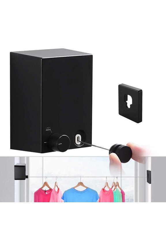 13.8 Ft Adjustable Retractable Stainless Steel Clothesline Rope Hotel Style Arc Clothes Dryer Line Black