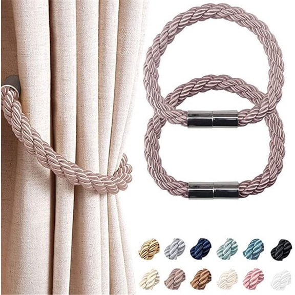 SNNROO 2 Pack Strong Magnetic Curtain Tiebacks Modern Simple Style Drape Tie Backs Convenient Decorative Weave Rope Curtain Holdbacks for Thin or Thick Home & Office Window Draperies