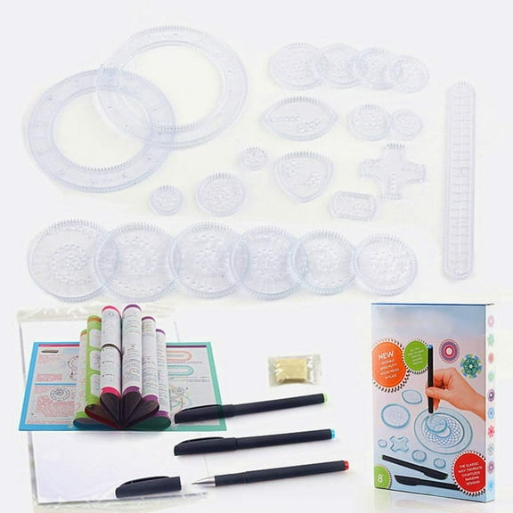 SNNROO 27 Pcs Spirograph Deluxe Design Set Creative Drawing Spirograph Original Design Cyclex Shapes Kit for Kids Boys Girls Children Educational Intelligence Development