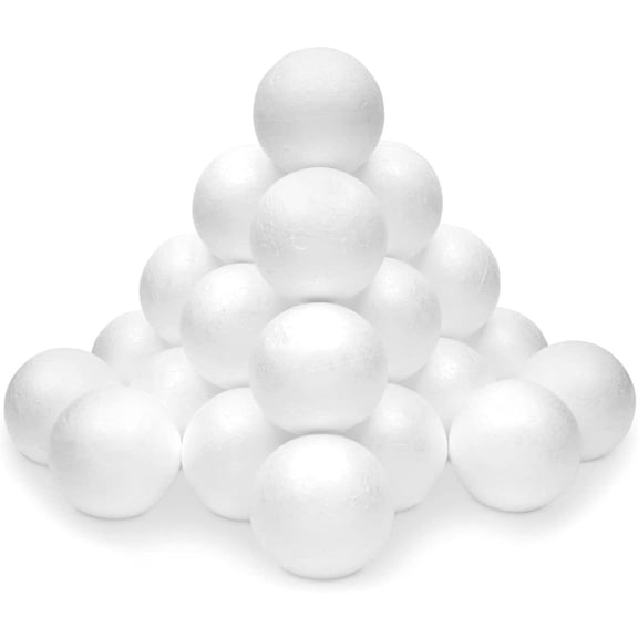 SNNROO 28-Piece White Solid Round Foam Balls - DIY Craft Polystyrene Spheres for Art & Decor Projects