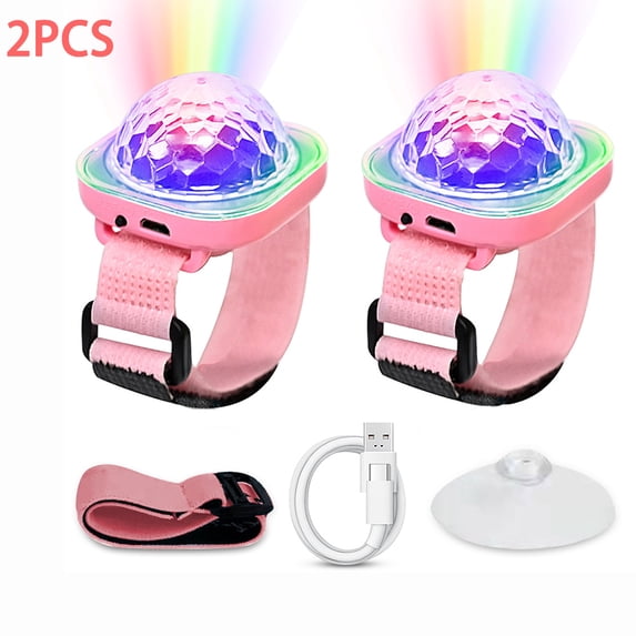 SNNROO 2Pcs Disco Light, Colorful Wearable Watch Lights Children's Toys,Exquisite USB Charging Bracelet Car Suction Cup Atmosphere Lights,Magic Ball Stage, Party Ball Lights